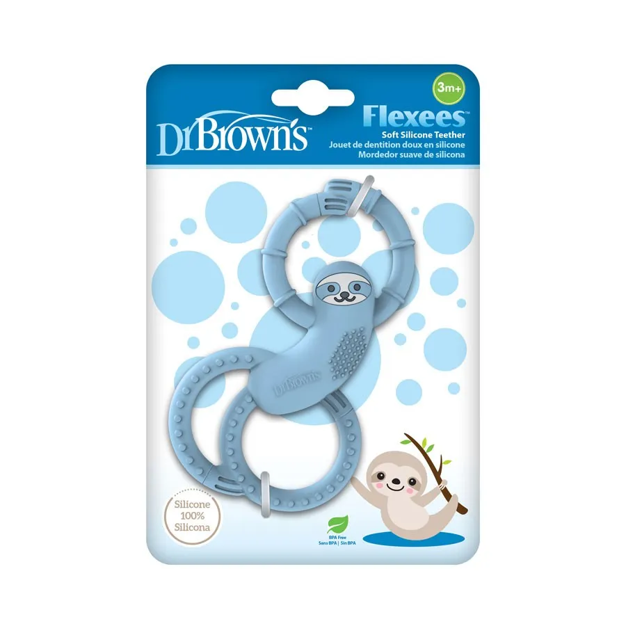 [ 2 Pack ] Dr Brown's Sloth Long Limbed Silicone Teether  (Blue)