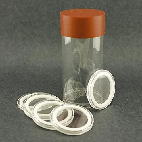 (1) Airtite Coin Holder Storage Container & (5) Air-Tite 14Mm White Ring Coin Holder Capsules For 1/20Oz Gold Pandas & Maple Leafs