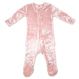 2-Way Zip Velvet Footie 1PC-Pale Pink