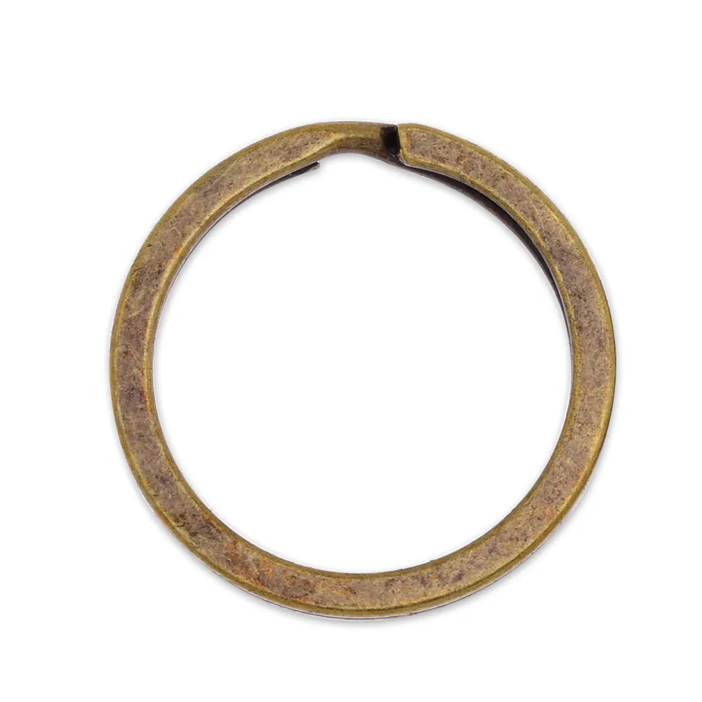 25mm Iron Flat Keychain Ring Clasps Round Keychain Ring Connector Split Ring DIY Key Chain antique bronze 50 pcs 10183108