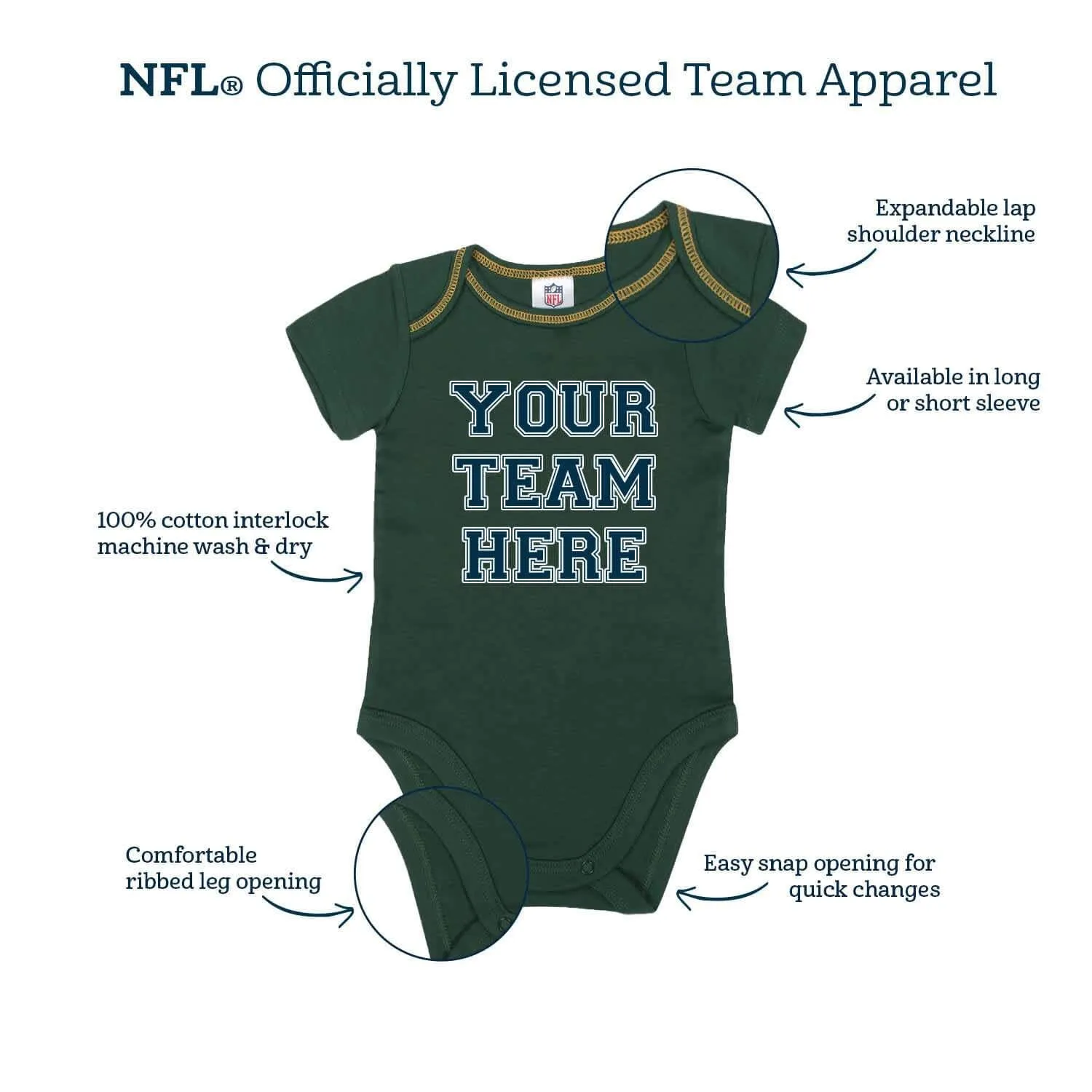 3-Pack Baby Girls Detroit Lions Short Sleeve Bodysuits