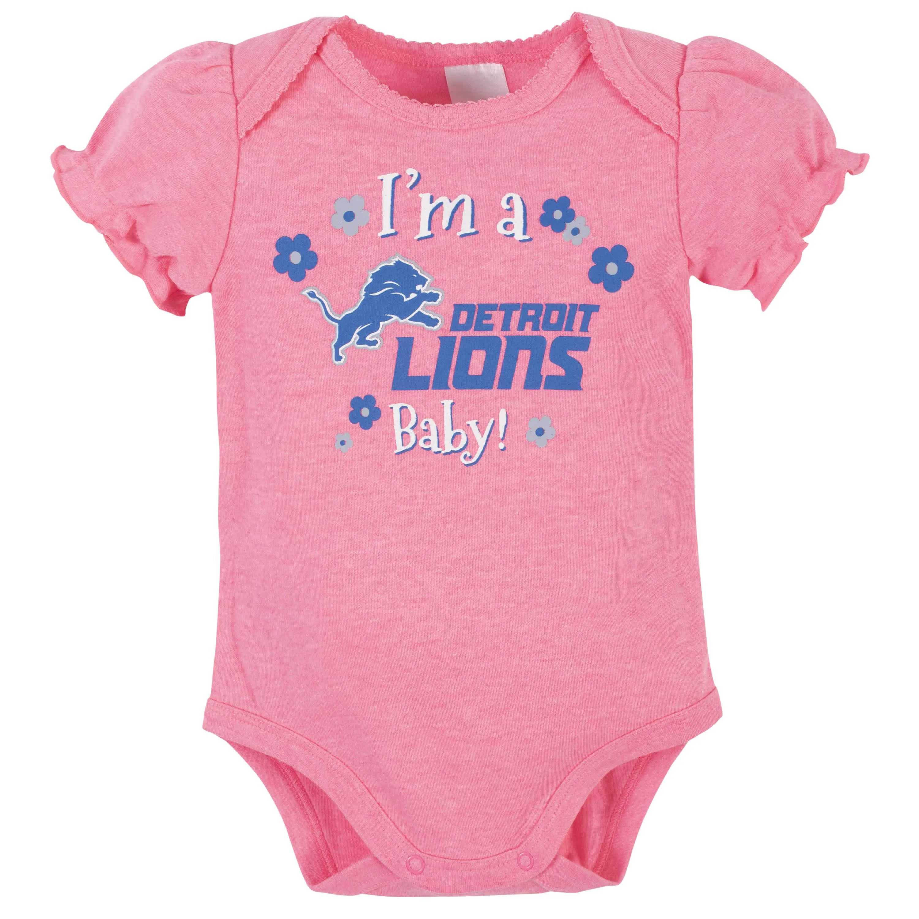 3-Pack Baby Girls Detroit Lions Short Sleeve Bodysuits
