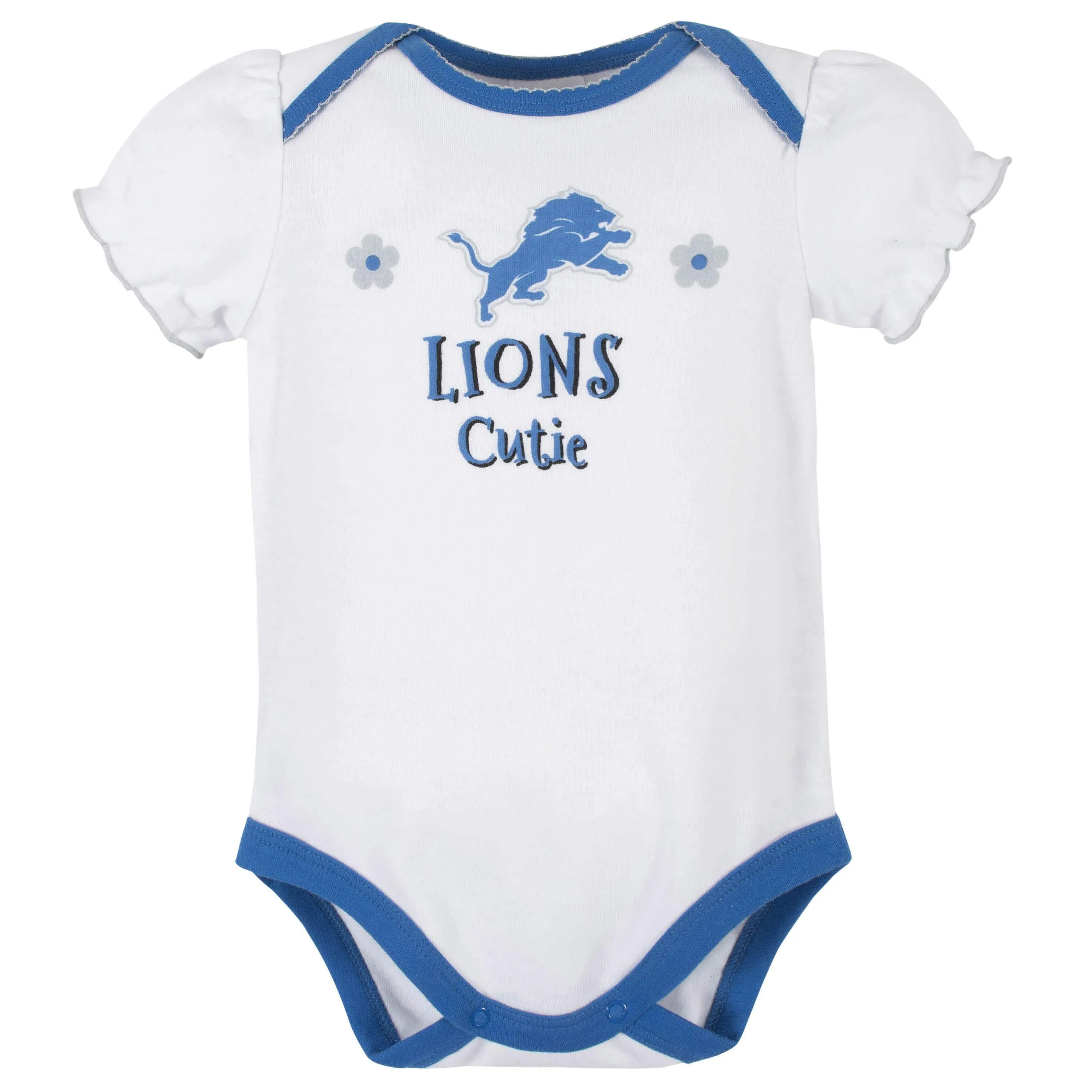3-Pack Baby Girls Detroit Lions Short Sleeve Bodysuits
