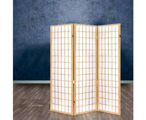 3 Panel Wooden Room Divider - Natural