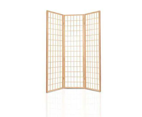3 Panel Wooden Room Divider - Natural