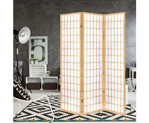 3 Panel Wooden Room Divider - Natural