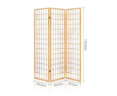 3 Panel Wooden Room Divider - Natural