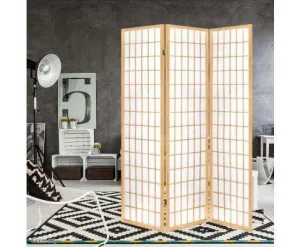 3 Panel Wooden Room Divider - Natural
