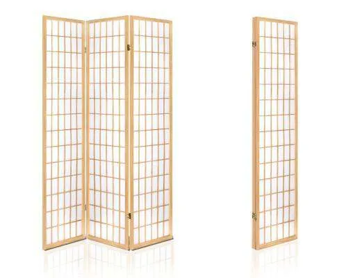 3 Panel Wooden Room Divider - Natural