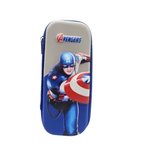 3D Captain America Blue Pencil Case For Boys