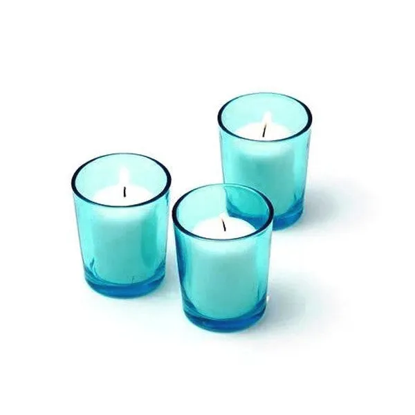 40 Pack Turquoise Glass Votive Tealight Candle Holders House Party Cenrepiece Xmas Wedding Decor Glass Candlestick Party Decorations Bridal Baby Shower Event