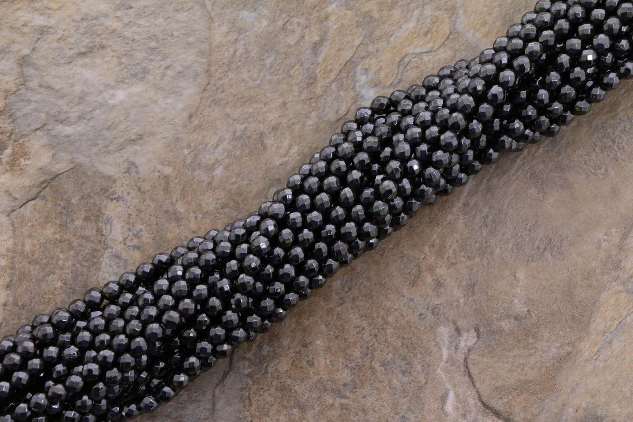 4mm Magnetic Hematite Faceted Round Mh30