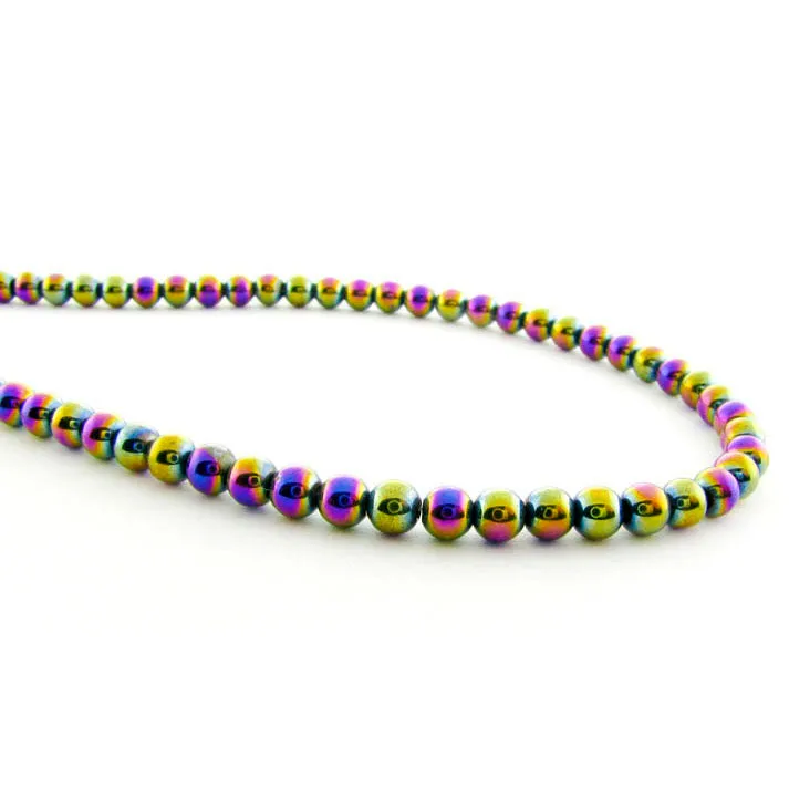 4mm Magnetic Hematite Rainbow Round Mh46