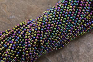 4mm Magnetic Hematite Rainbow Round Mh46