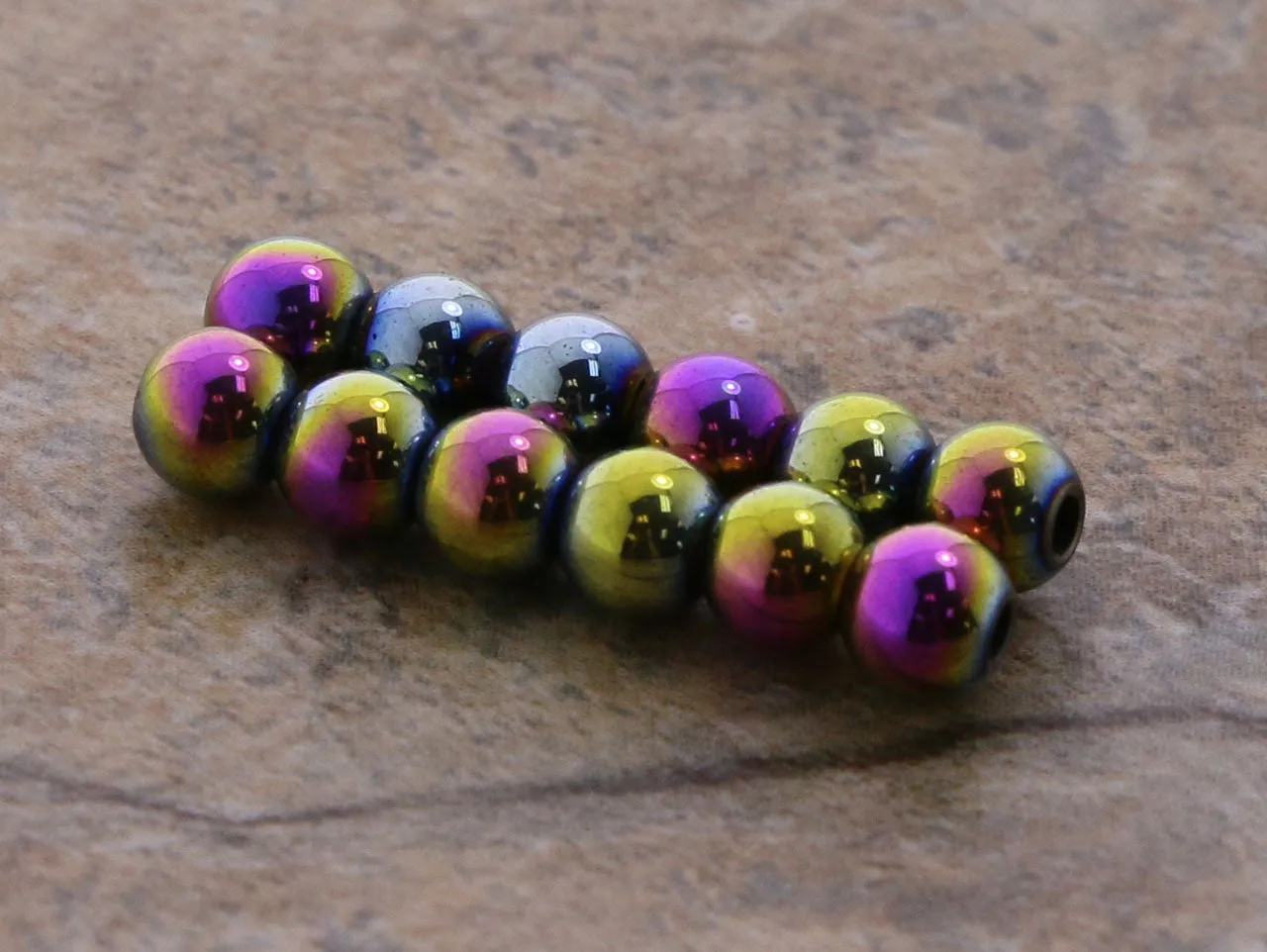 4mm Magnetic Hematite Rainbow Round Mh46