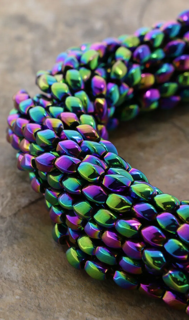 5X8mm Magnetic Hematite Rainbow Twist MH34