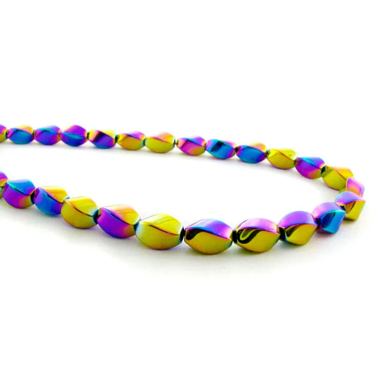 5X8mm Magnetic Hematite Rainbow Twist MH34