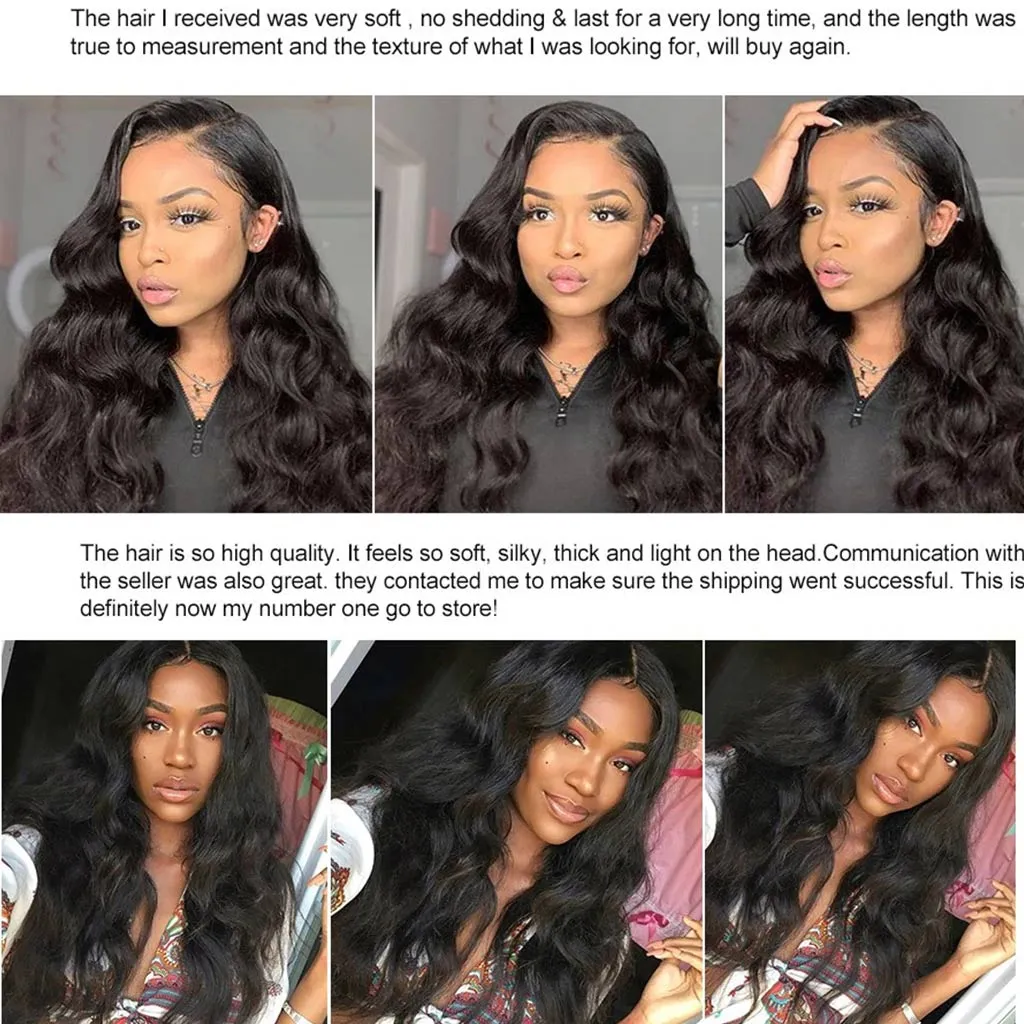 9A Body Wave Virgin Hair 3 Bundles with Closure Natural Color Brazilian Hair