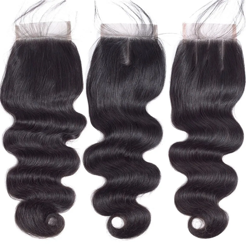 9A Body Wave Virgin Hair 3 Bundles with Closure Natural Color Brazilian Hair