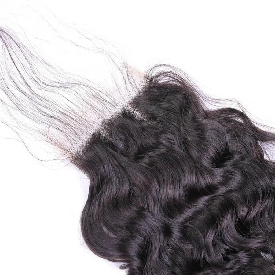 9A  Natural Wave Human Hair 3 Bundles with 4*4 Closure Natural Black