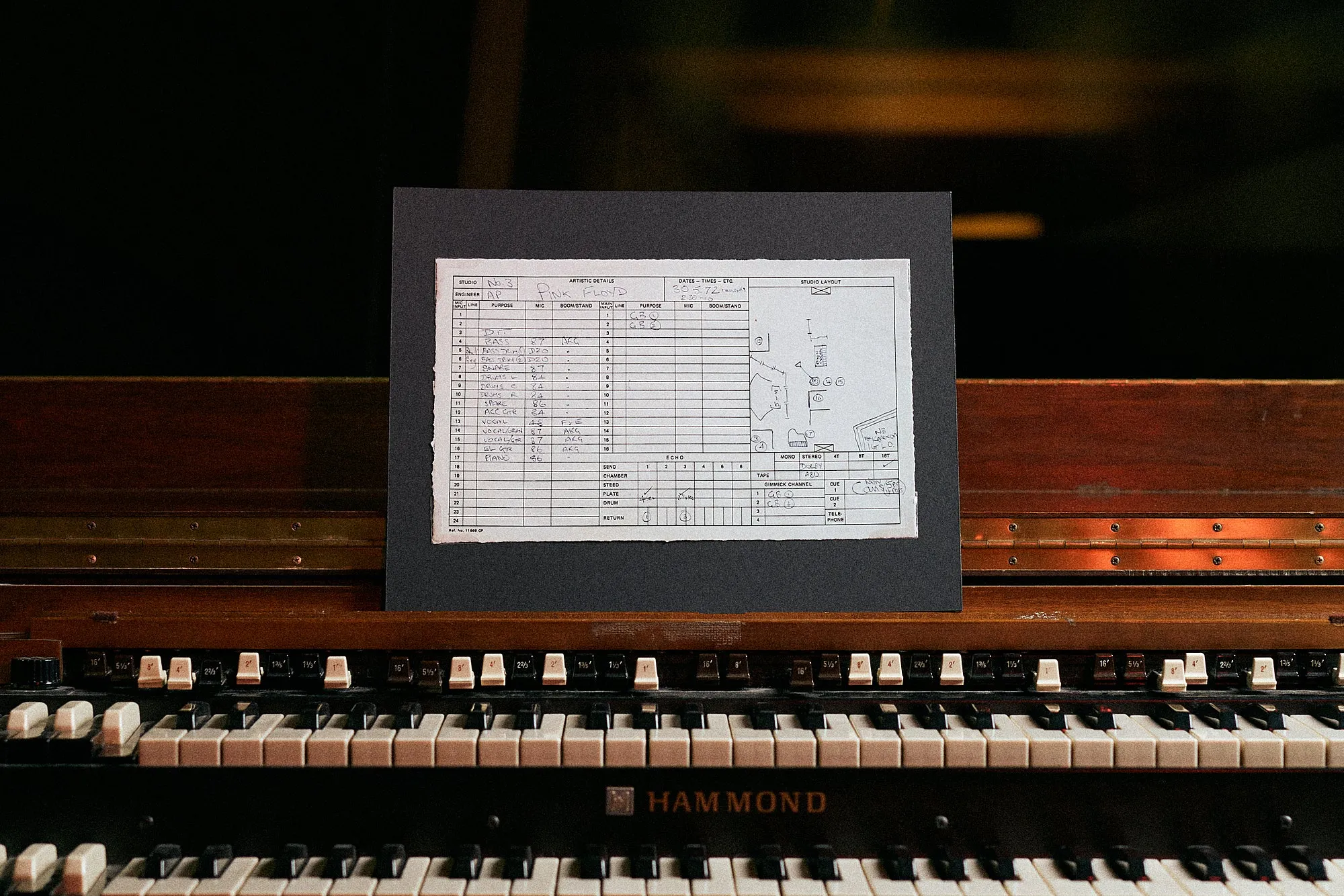 Abbey Road Studios x Pink Floyd 'The Dark Side of The Moon' Session Sheet