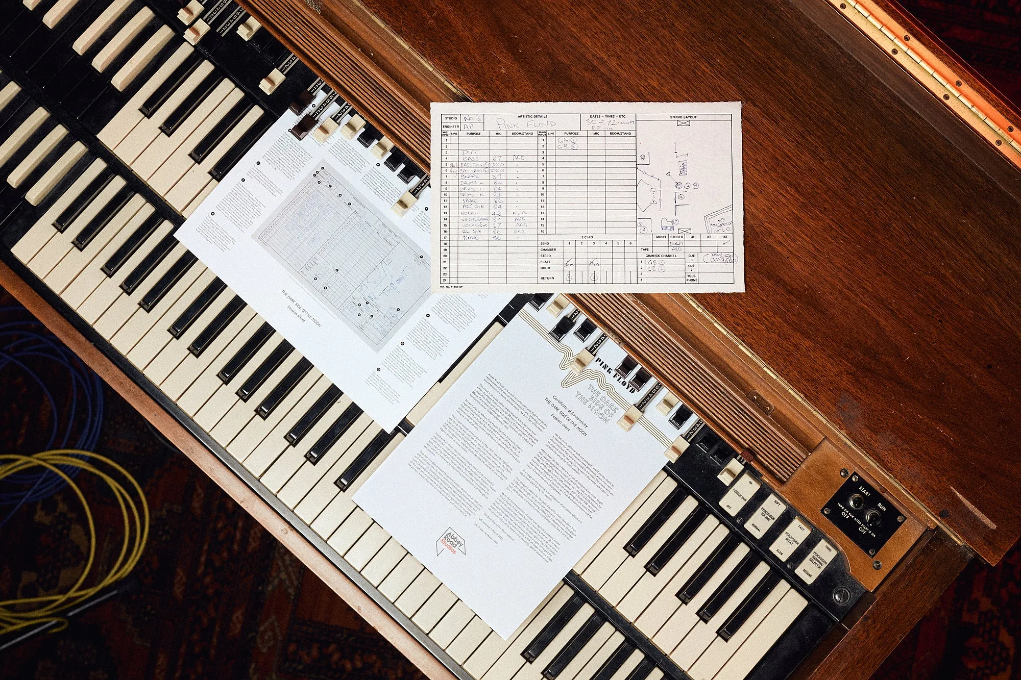 Abbey Road Studios x Pink Floyd 'The Dark Side of The Moon' Session Sheet