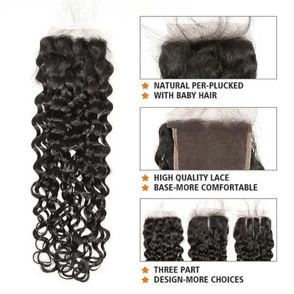 Alipop Hair Deep Wave Bundles with Closure 100% Unprocessed Virgin Human Hair Deep Wave 4 Bundles with Lace Closure