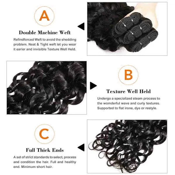 Alipop Hair Deep Wave Bundles with Closure 100% Unprocessed Virgin Human Hair Deep Wave 4 Bundles with Lace Closure