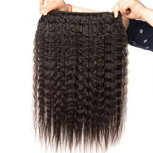 Alipop Hair Kinky Straight 4 Bundles With Closure 100% Human Hair Bundles With 4X4 Lace Closure