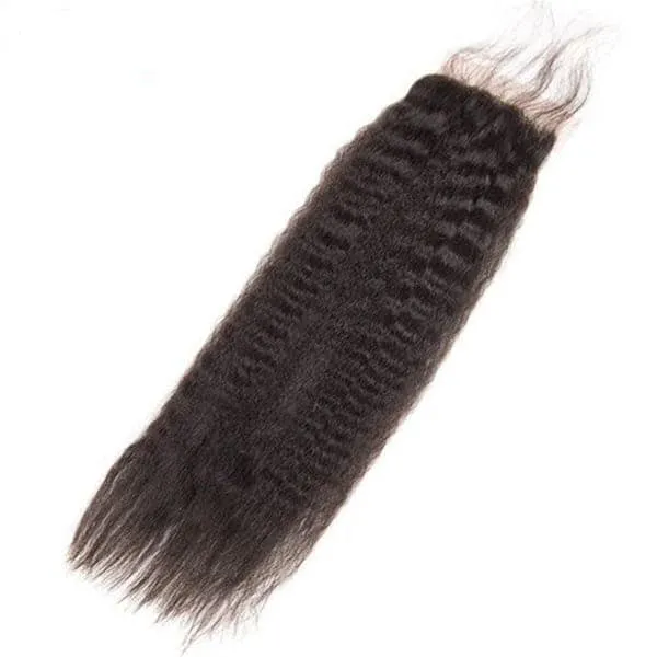 Alipop Hair Kinky Straight 4 Bundles With Closure 100% Human Hair Bundles With 4X4 Lace Closure
