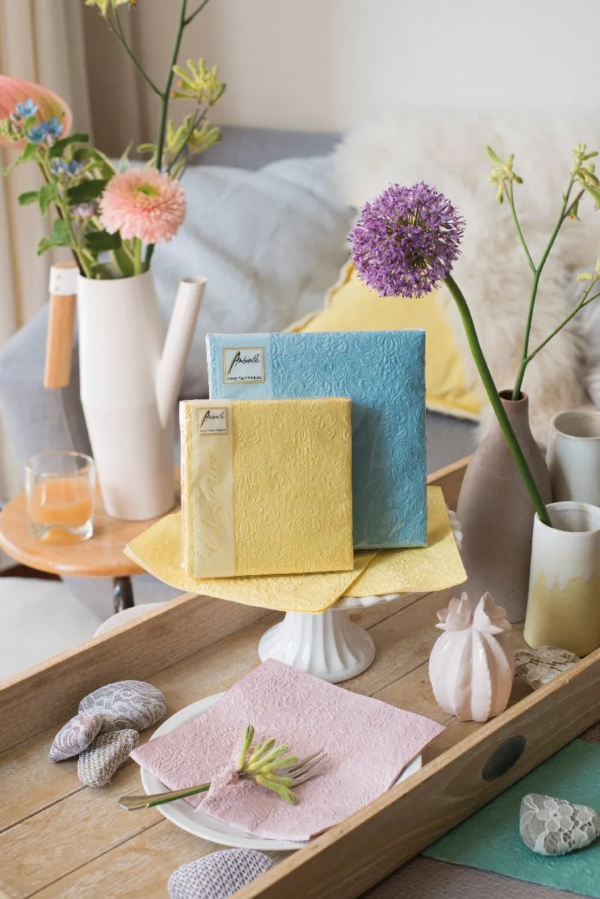 Ambiente Embossed Napkins Elegance Pale Blue -  Available in 2 sizes