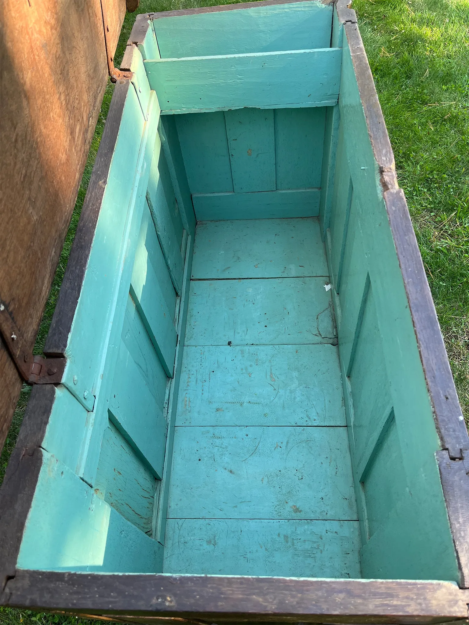 Antique Gothic Revival Trunk with Painted Interior