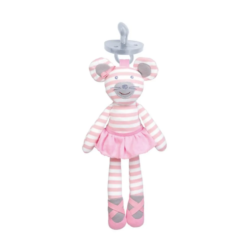 Apple Park Organic Cotton Pacifier Buddy - Ballerina Mouse