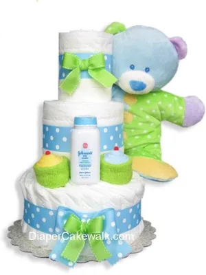 Baby Dimples Blue 3 Tiers Diaper Cake