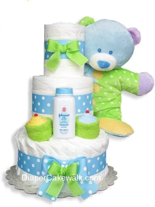 Baby Dimples Blue 3 Tiers Diaper Cake