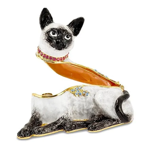 Bejeweled Enameled Siamese Cat Trinket Box