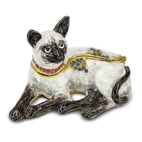 Bejeweled Enameled Siamese Cat Trinket Box
