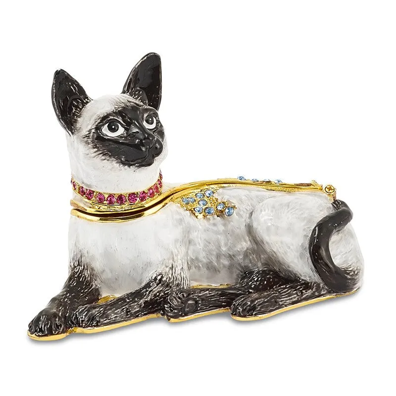 Bejeweled Enameled Siamese Cat Trinket Box
