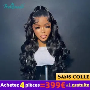 BeQueen 399€=4 Perruques"Dania" Perruque Longue Body wave Sans Colle lace 4X4