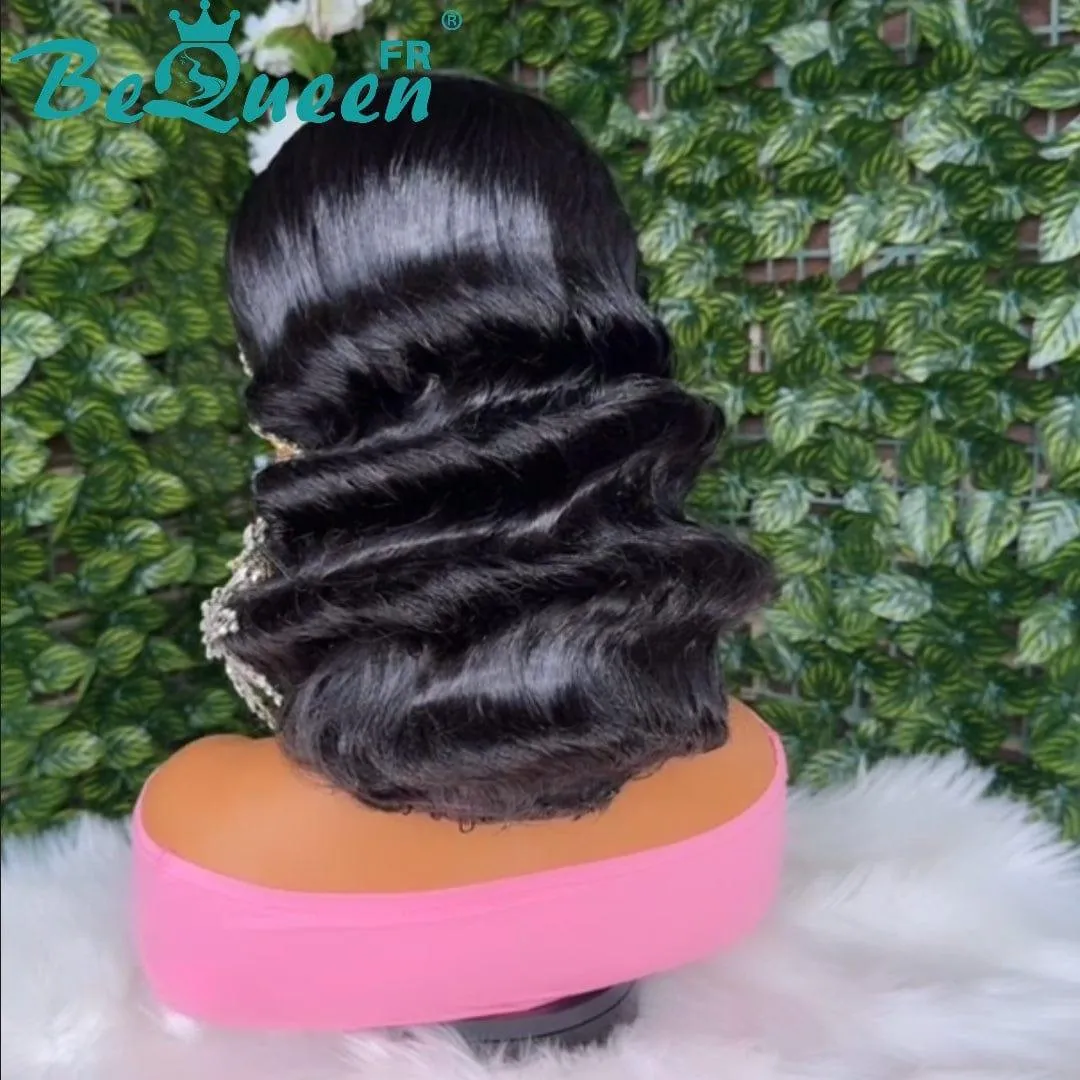 BeQueen “Gerardo” Perruque de mariage noir Chignon avec Lace Frontale 13x4