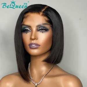 BeQueen Perruque Bob Closure Asymétrique Lisse