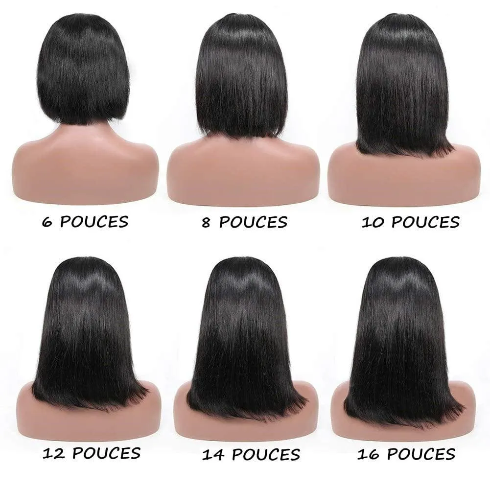 BeQueen Perruque Bob Closure Asymétrique Lisse