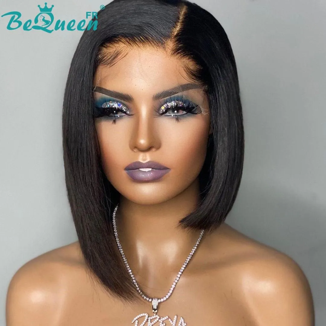 BeQueen Perruque Bob Closure Asymétrique Lisse