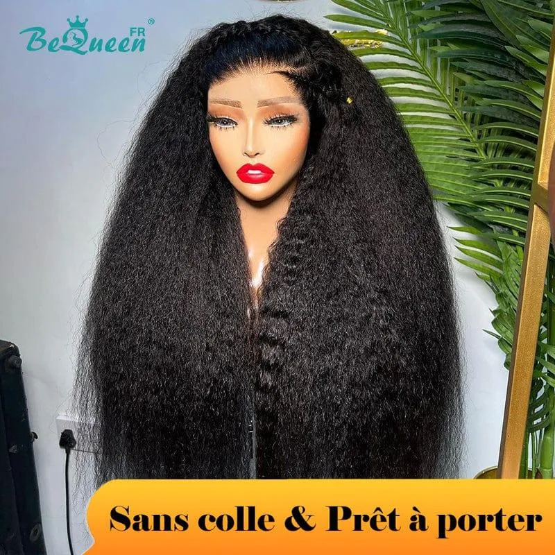 BeQueen "Iwa" Perruque Customisée Longue Kinky Straight Prêt à porter Sans Colle 4X4 Petit Prix FOU