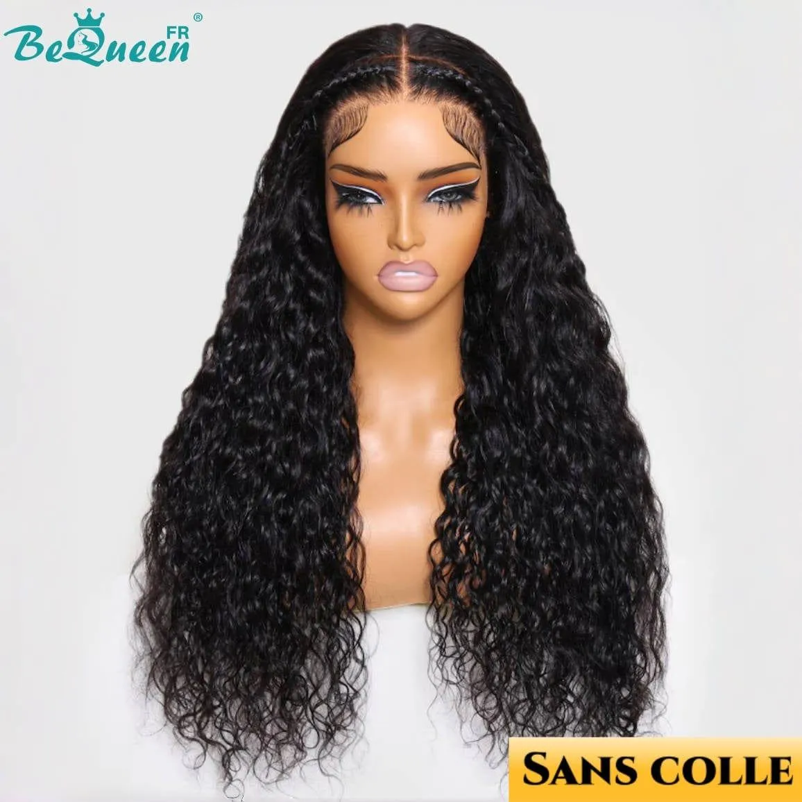 BeQueen "René" Perruque Customisée Longue Curly Wave Prêt à porter Sans Colle 13X4 avec Tresse Petit Prix FOU