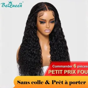 BeQueen "René" Perruque Customisée Longue Curly Wave Prêt à porter Sans Colle 13X4 avec Tresse Petit Prix FOU