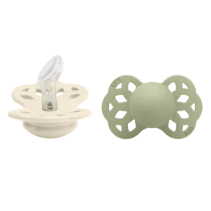 BIBS Infinity Pacifier Silicone 2 PK Anatomical Ivory/Sage (Min. of 2 PK, multiples of 2 PK)