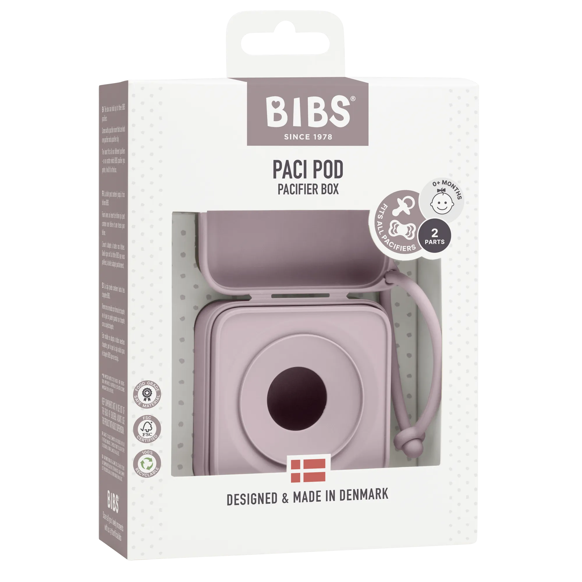 BIBS Pacifier Box Dusky Lilac (Min. of 2 PK, multiples of 2 PK)