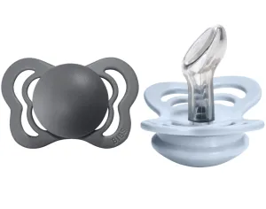 BIBS Pacifier COUTURE Silicone 2 PK Iron / Baby Blue (Min. of 2 PK, multiples of 2 PK)