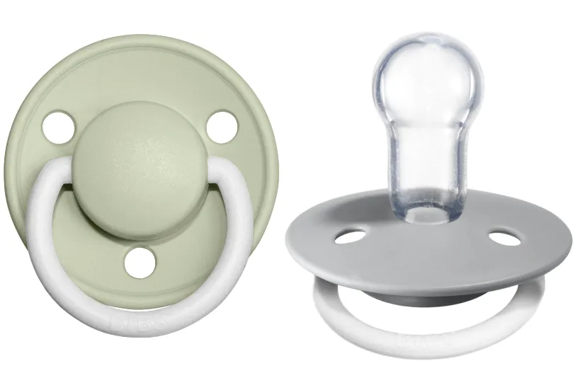 BIBS Pacifier De Lux Silicone 2 PK Sage GLOW / Cloud GLOW ONE SIZE (Min. of 1 PK, multiples of  PK)